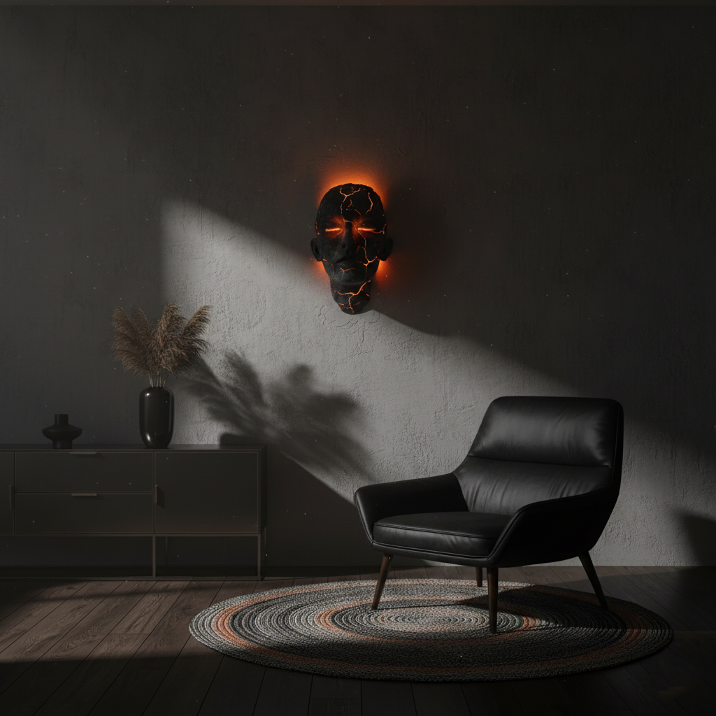 Wandleuchte Cracked Soul Lava Gesichtsskulptur LED 20 cm