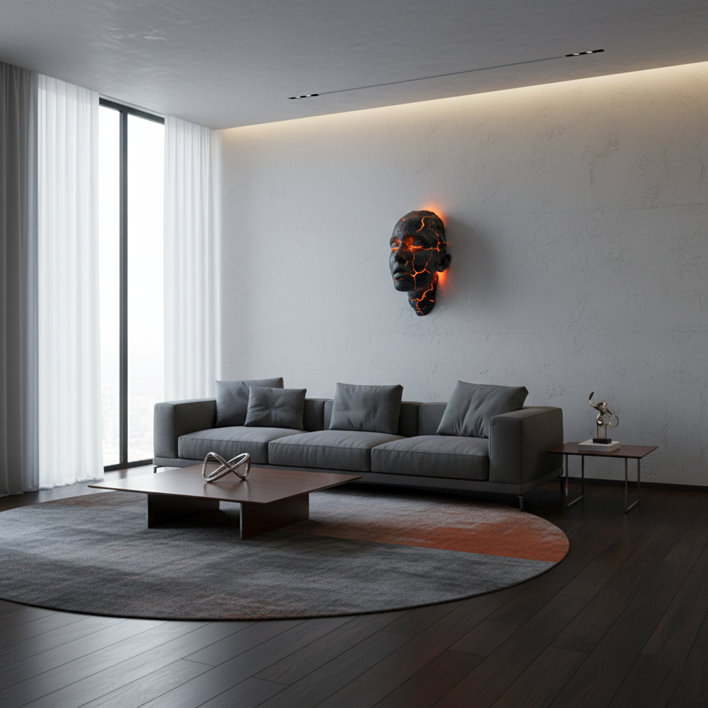 Wandleuchte Cracked Soul Lava Gesichtsskulptur LED 20 cm