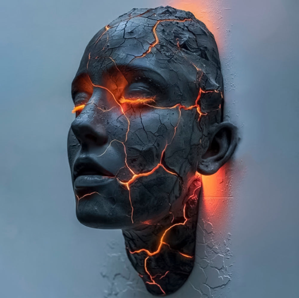 Wandleuchte Cracked Soul Lava Gesichtsskulptur LED 20 cm