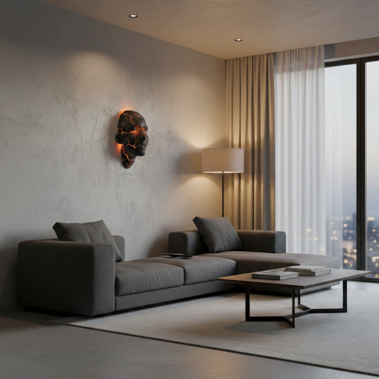 Wandleuchte Cracked Soul Lava Gesichtsskulptur LED 20 cm